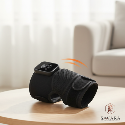 Focused knee support hero with logo