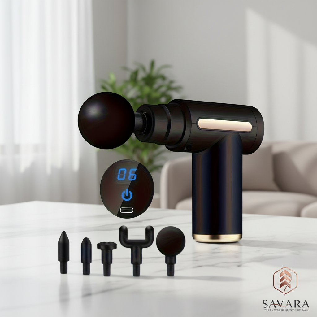Massage gun hero photo in home setting