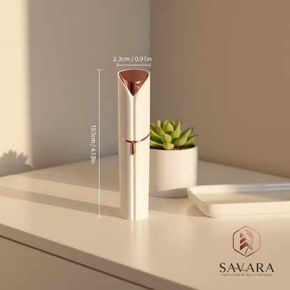 Premium lipstick shaver with warm neutral background