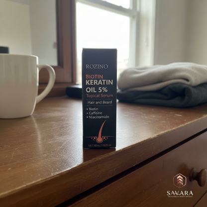 Rozino Biotin Keratin Oil Box with Savara Logo
