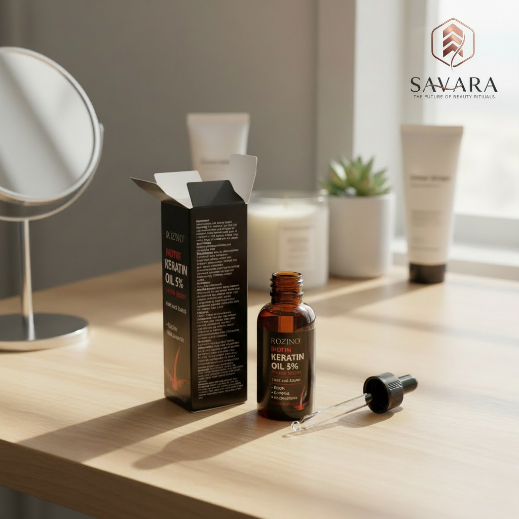 Rozino Keratin Oil with Savara Logo